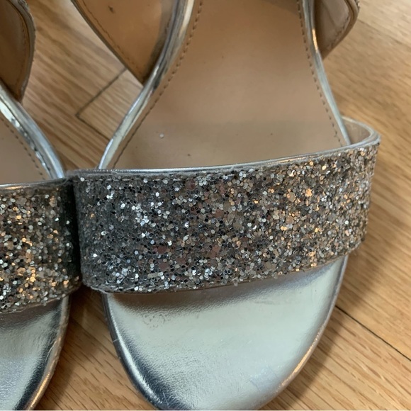 Jewel Badgley Mischka Silver Glitter Strappy Cook Heels/Pumps size 11 - Picture 8 of 11